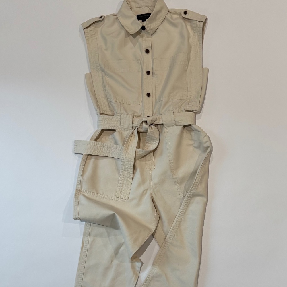 Banana Republic cream colored overalls size M petite